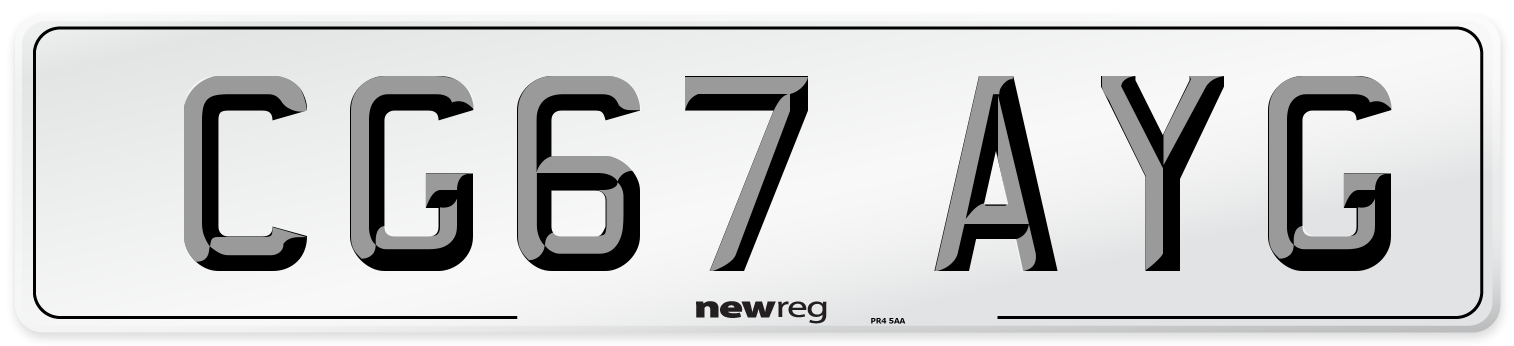 CG67 AYG Number Plate from New Reg